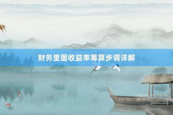 财务里面收益率筹算步调详解
